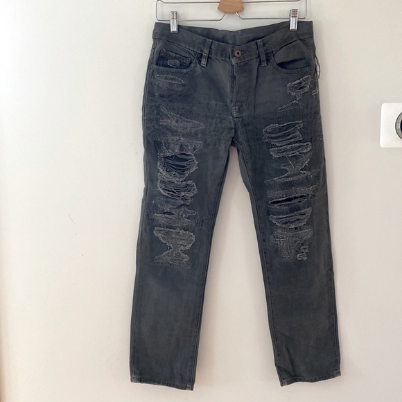 NSF Straight Slouch Size 25 Dark Grey Distressed Jeans - Picture 1 of 7
